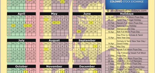 Colombo Stock Exchange (CSE) 2017 Holiday Calendar