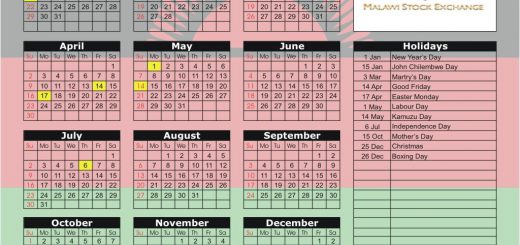 Malawi Stock Exchange (MSE) 2017 Holiday Calendar