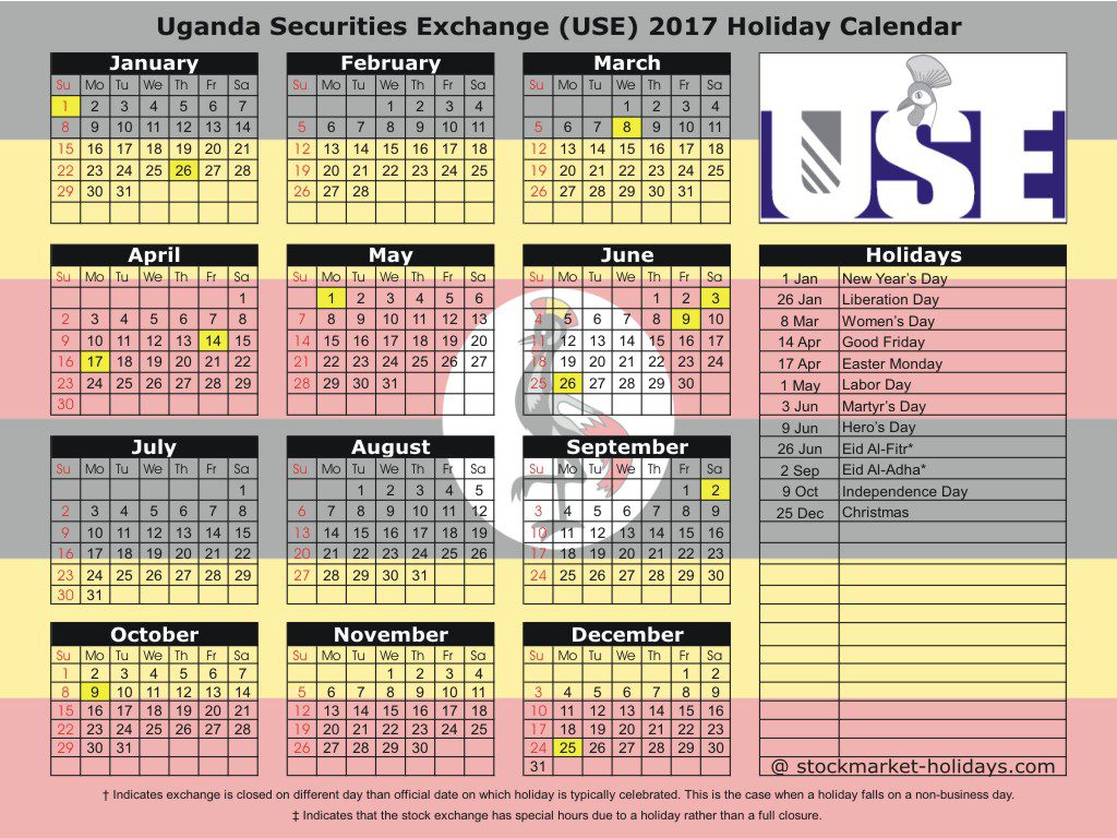 Uganda Securities Exchange (USE) 2017 Holiday Calendar