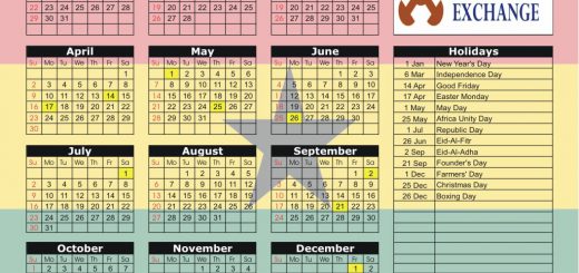 Ghana Stock Exchange (GSE) 2017 Holiday Calendar