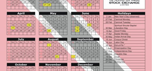 Trinidad and Tobago Stock Exchange (TTSE) 2017 Holiday Calendar